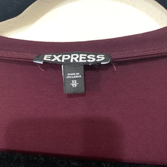 EXPRESS•Puff Sleeve burgundy Tunic Dress - Picture 3 of 5